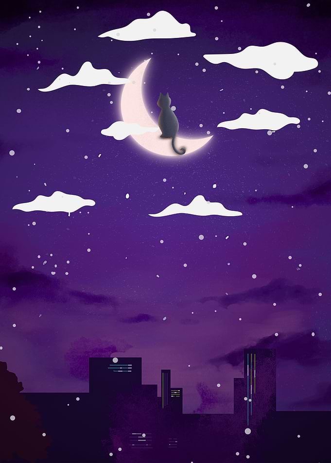 Cityscape with Night Sky