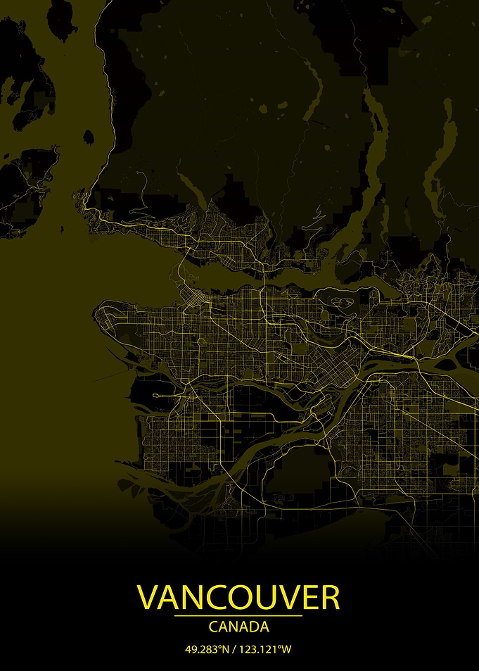 Vancouver BC Yellow Map