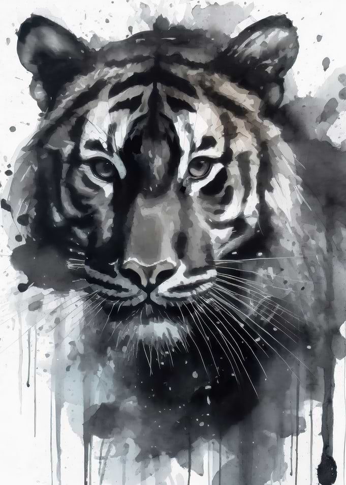 Watercolor Painted Tiger