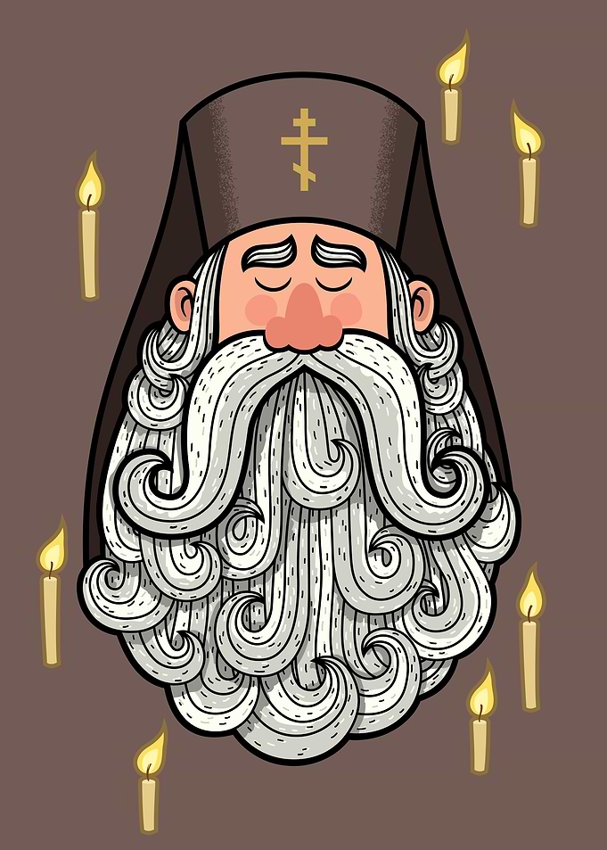 Orthodox Priest on White