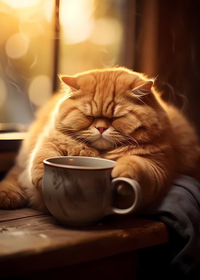 Fat Cat morning Coffee pet