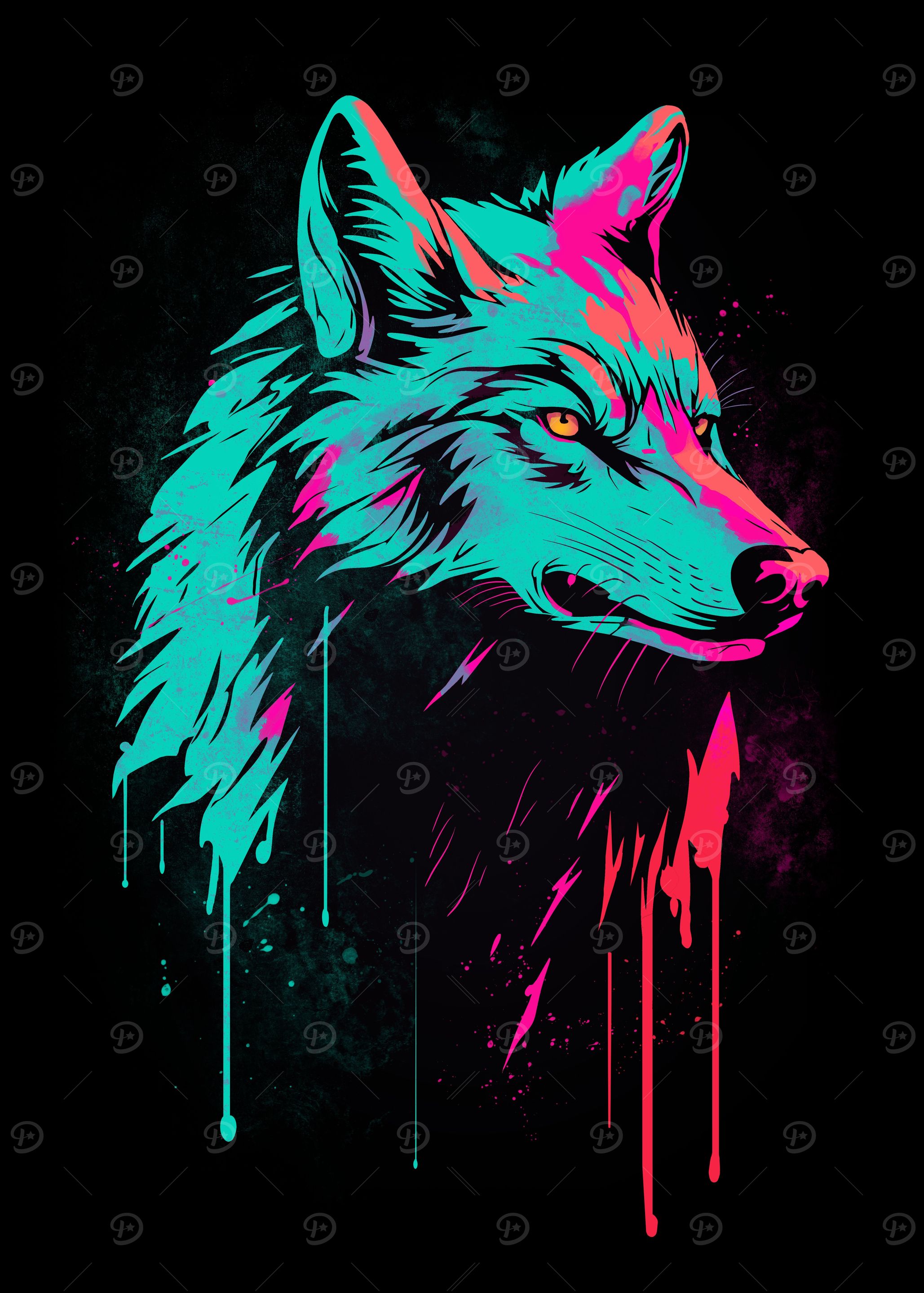 Spatter retro wolf