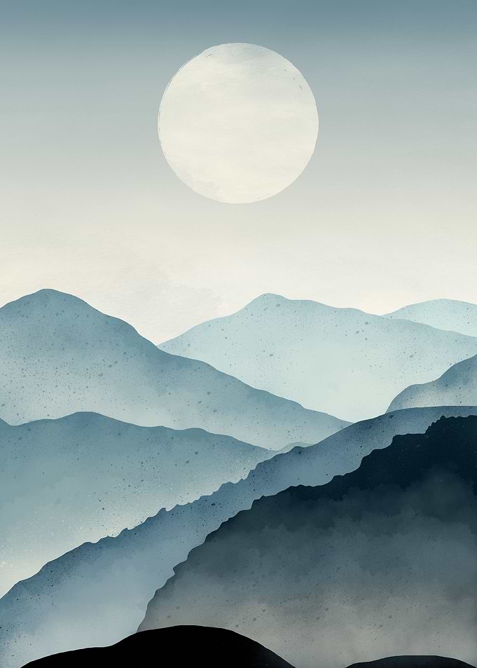Mountains under the moon
