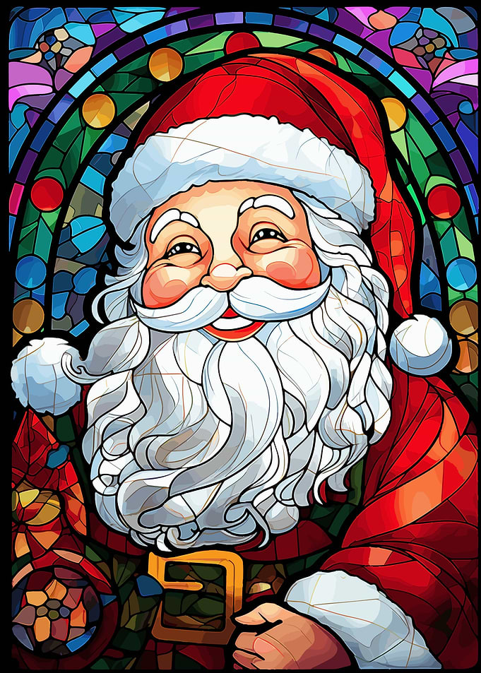 Santa Claus Stained Glass