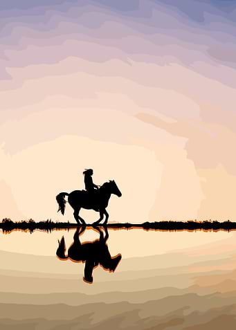 riding a horse in nature