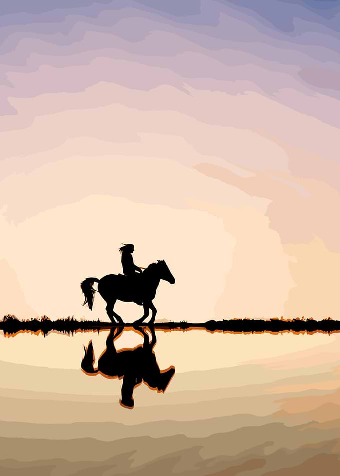 riding a horse in nature