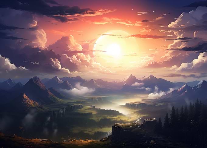 Sunset over a plateau