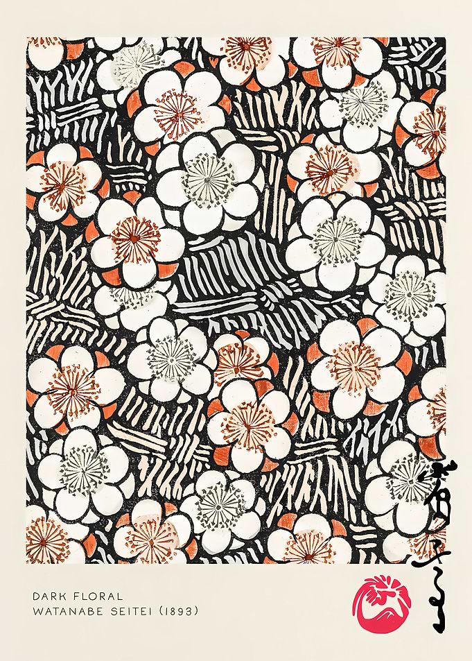White and Red Pedal Floral