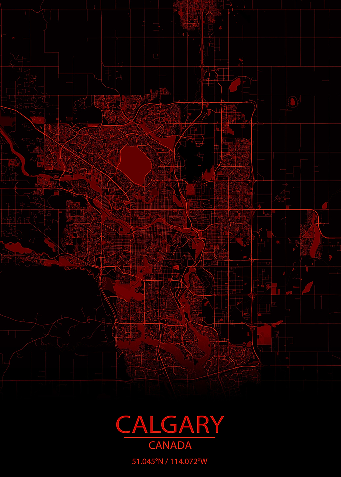 Calgary Alberta Red Map
