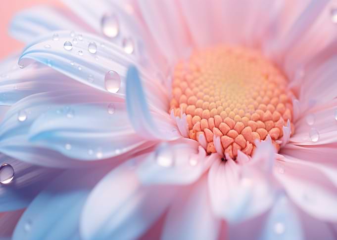 Macro daisy with dewdrops