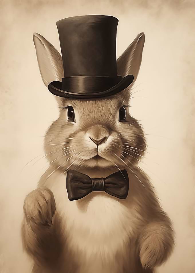 Cute Vintage Dapper Bunny