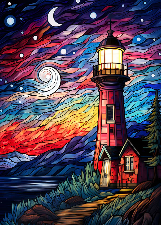 Lighthouse in Stained Glas