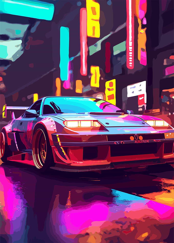 neon car drift