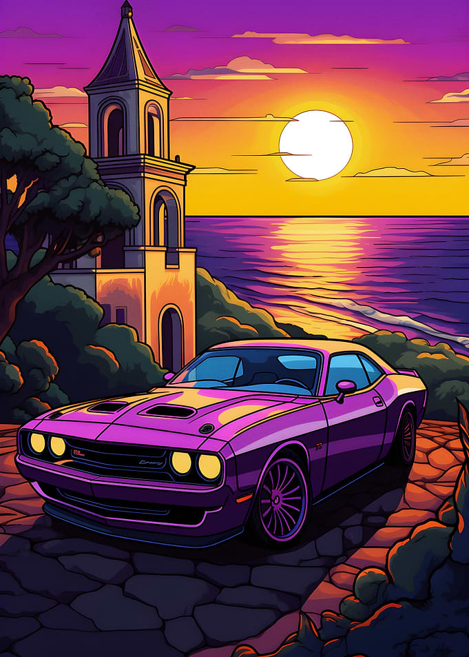 legendary cars retro sunse