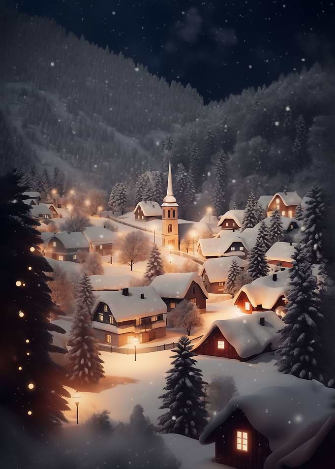 Winter landscape village