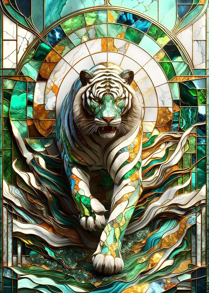 Abstract White Tiger Art