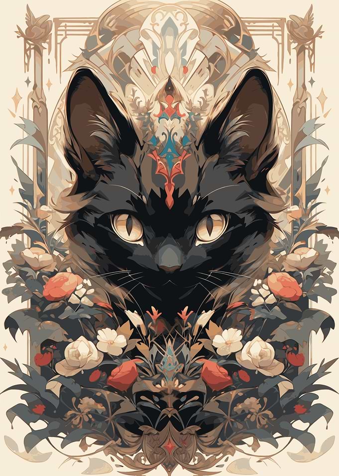 Feline Floral Elegance