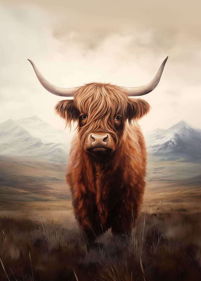 Vintage Highland Cow Art
