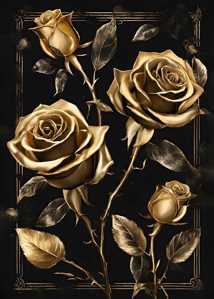 Black Gold Roses Luxury