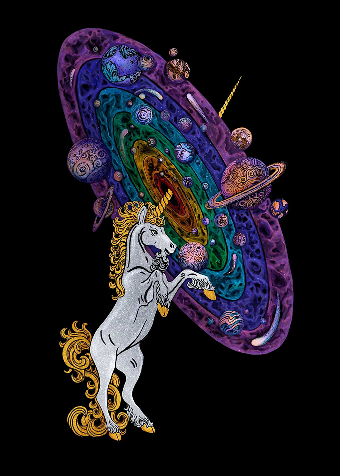 Space Silver Gold Unicorn