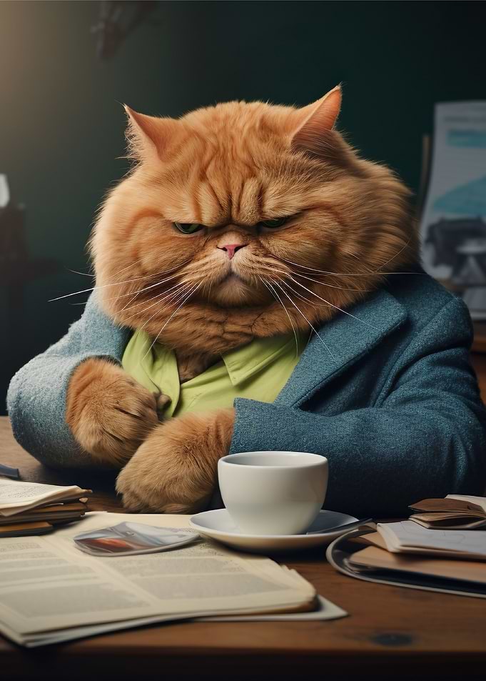 Angry Cat In Office