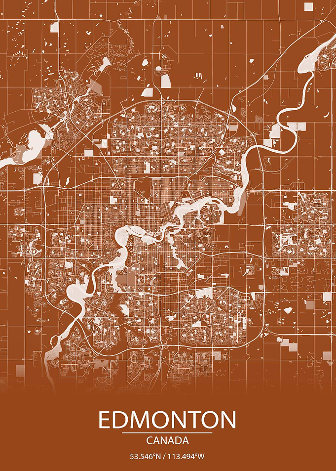Edmonton Alberta Brown Map