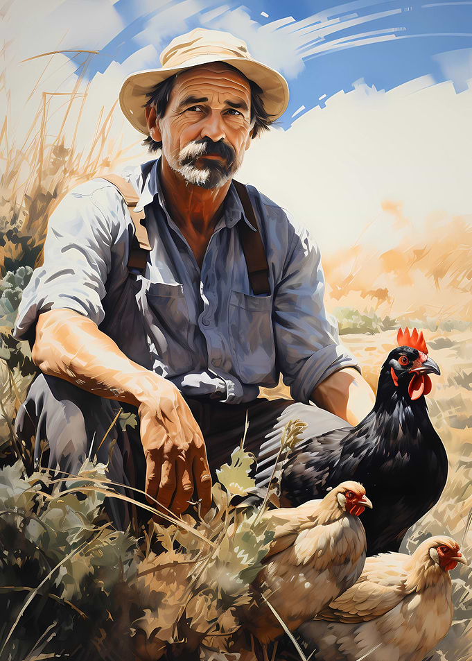 Farmer Feeding Chickens 1
