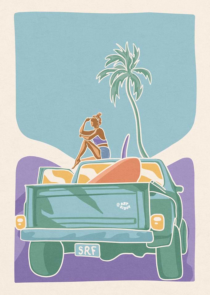 Surf truck girl palms