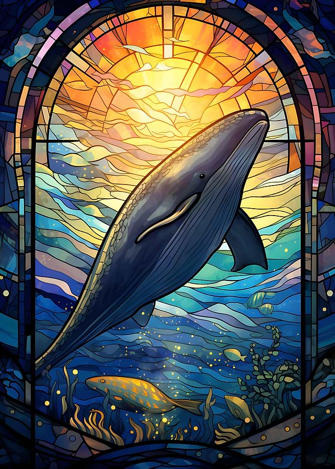 Sperm Whale Stained Glass