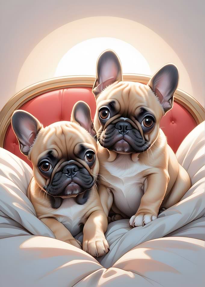 French Bull Puppies Poster