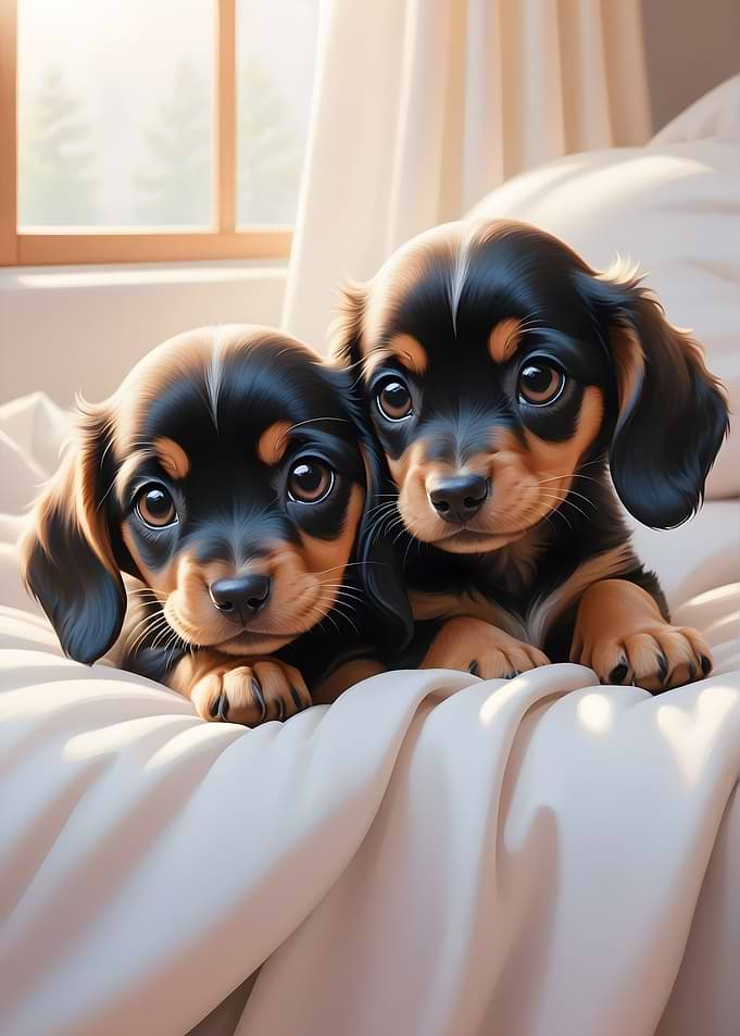 Dachshund Puppies Poster