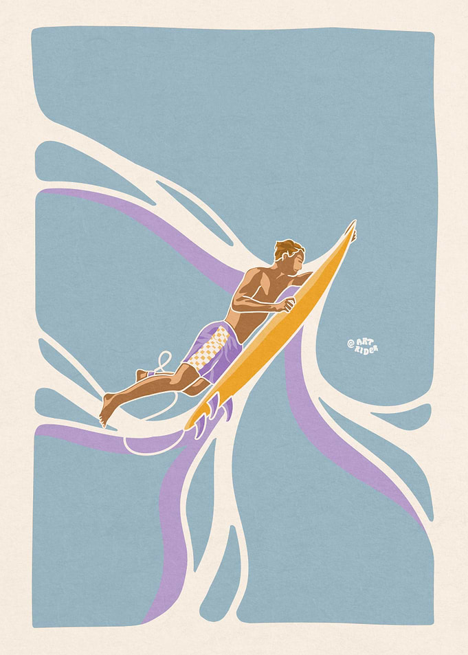 Surfer duck dive wave