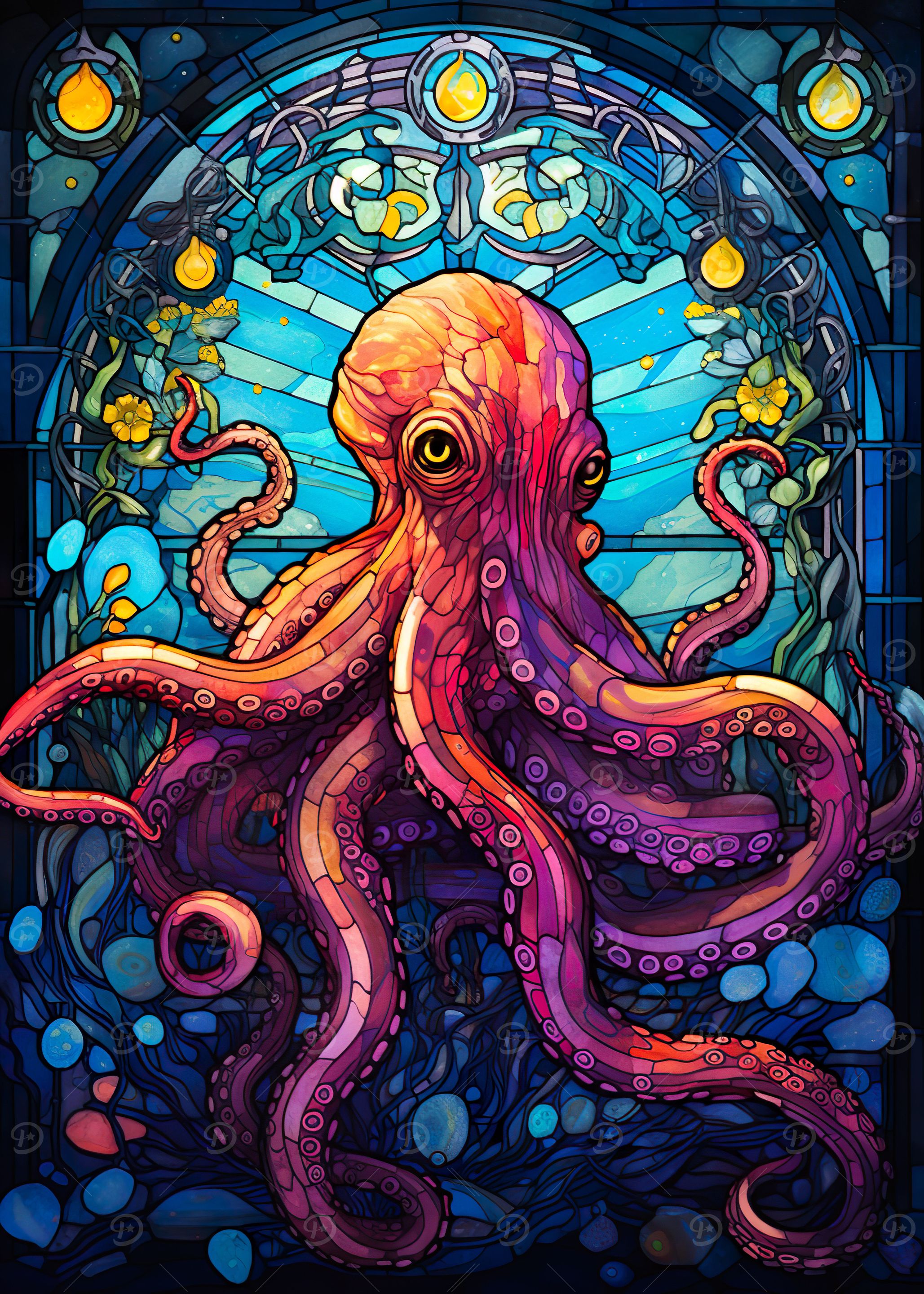 Octopus Stained Glass