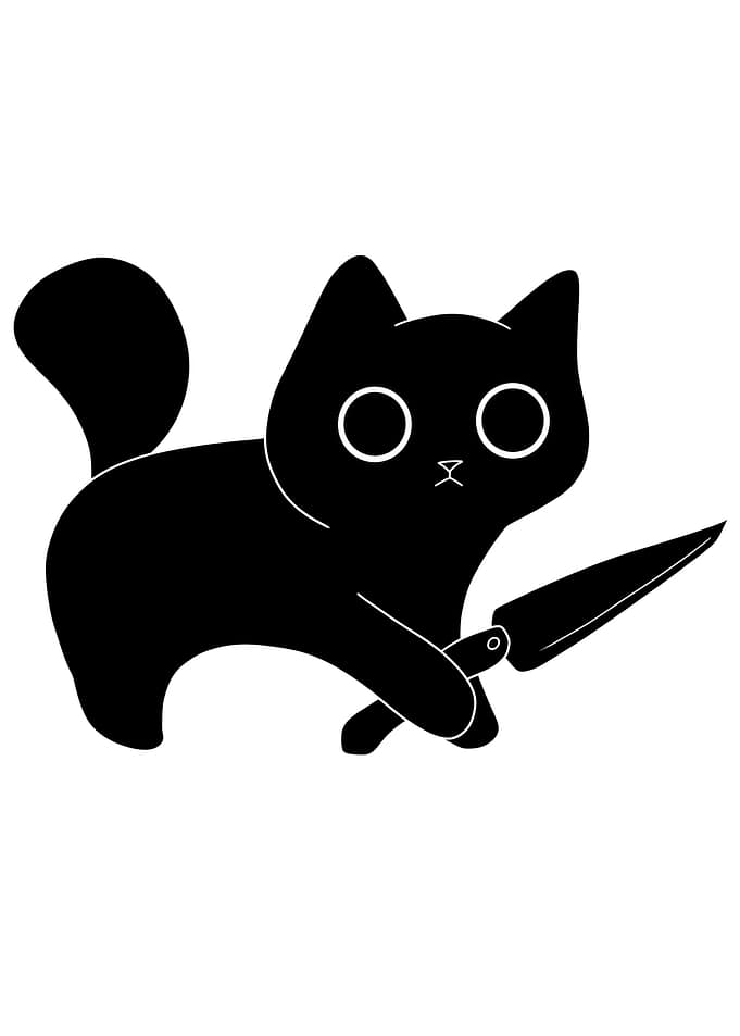 Holding knife black cat