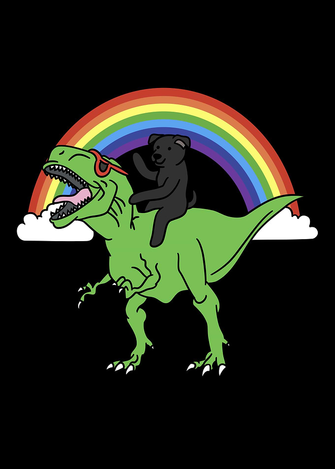 Staffy Dog T Rex Dinosaur