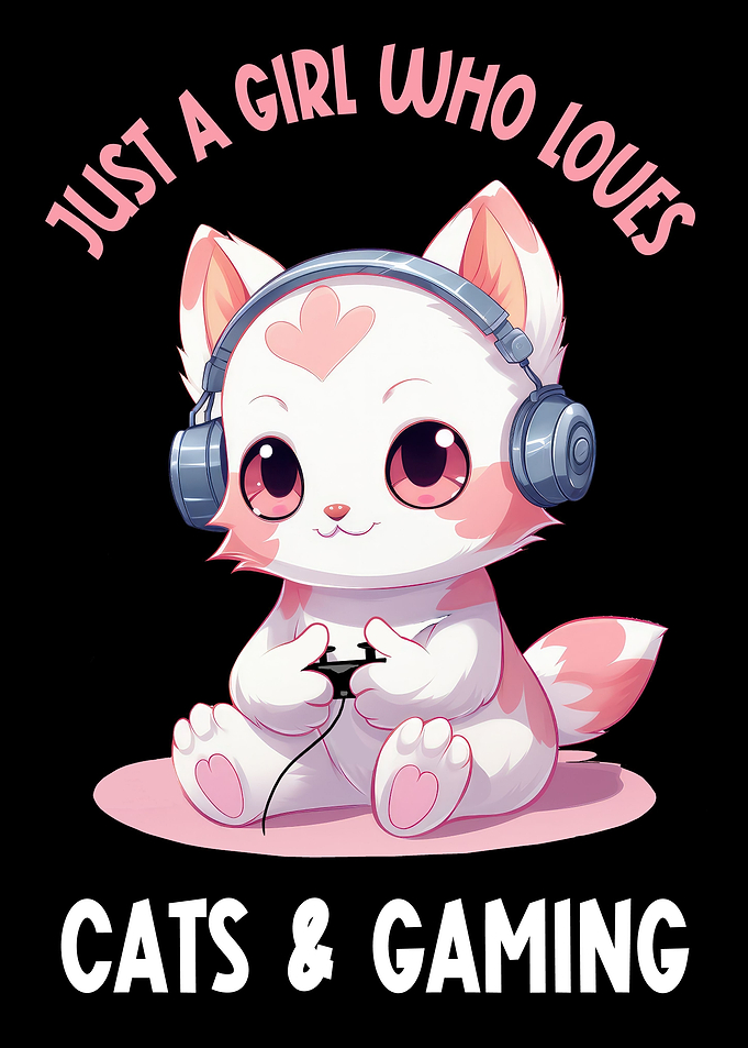 Gamer Girl Cat Kawaii