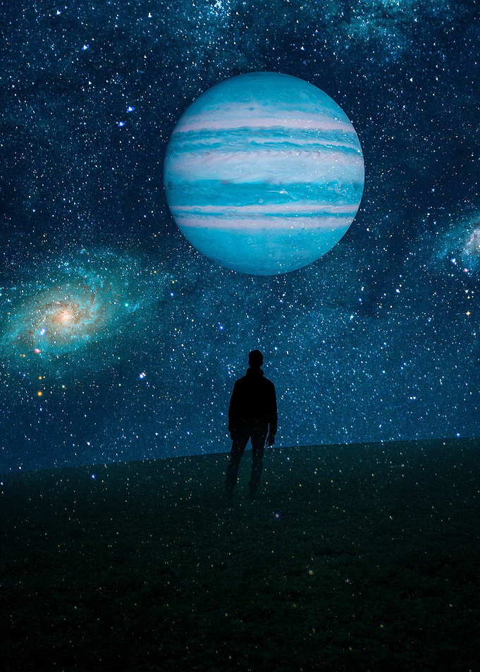 Jupiter Glowing in Space