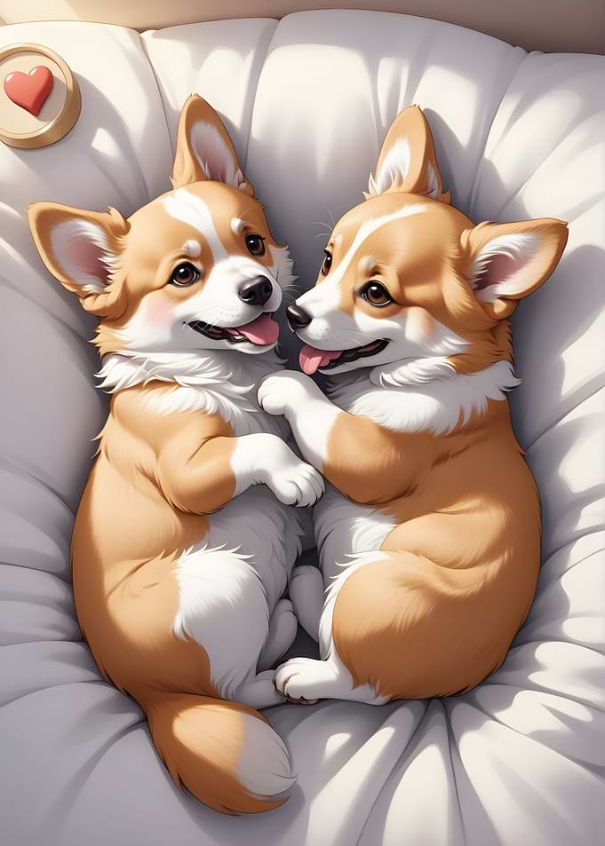 Corgi Puppies Poster