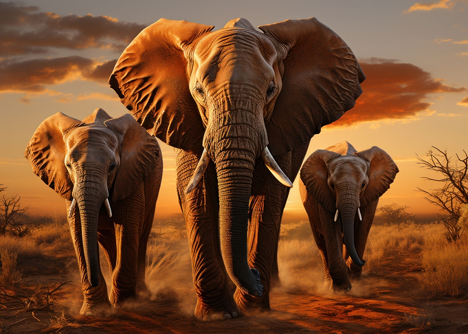 Three elephants