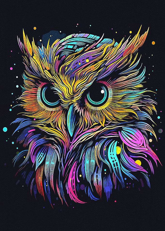Vintage Color Owl