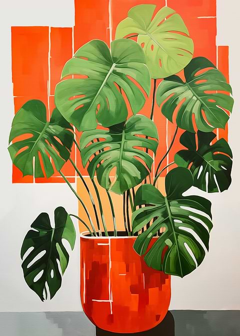 Foliage Serenade — monstera botanical metal print