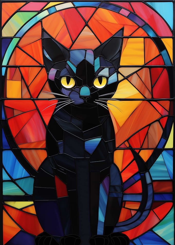 Black Cat Stained Glass