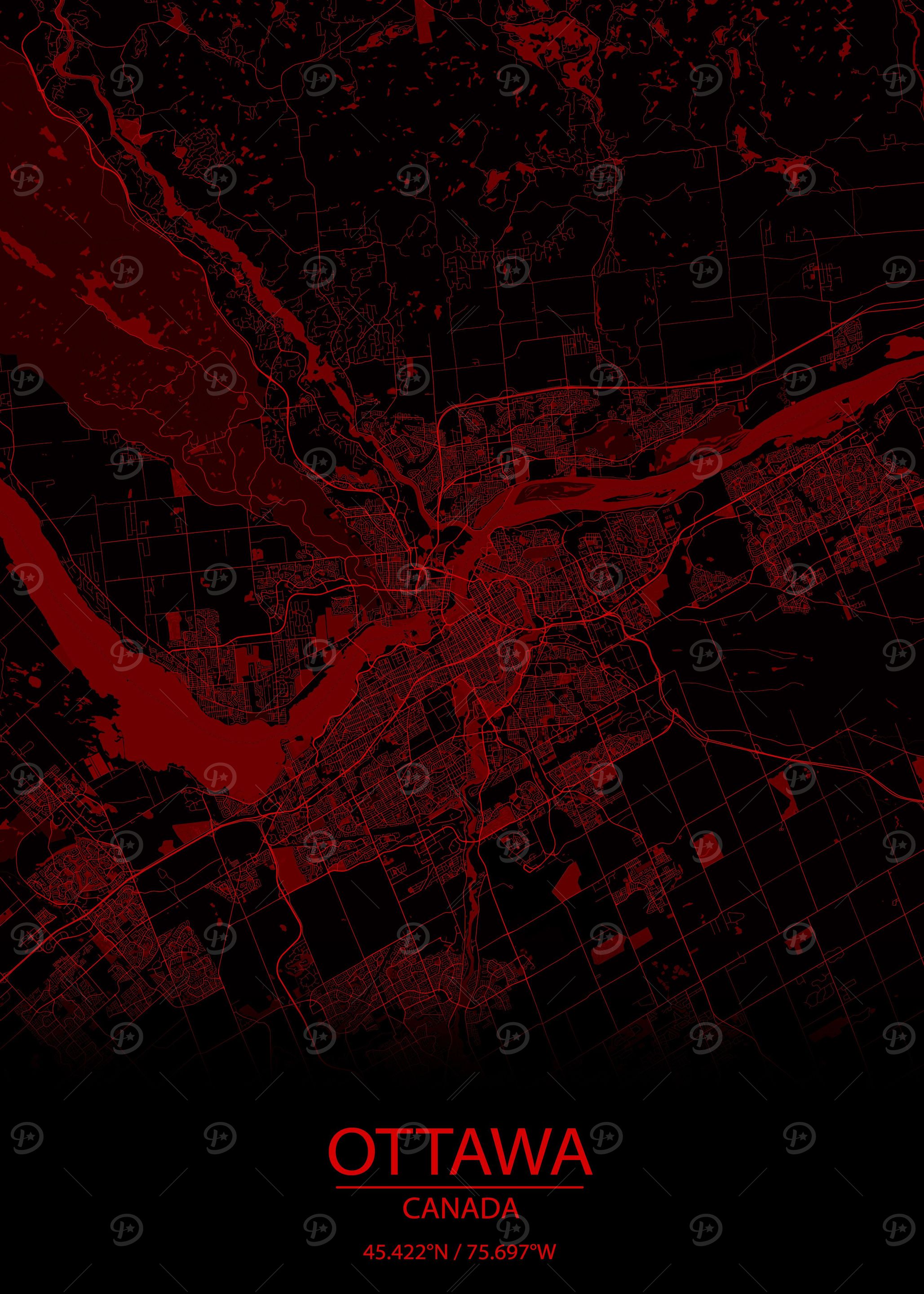 Ottawa Ontario Red CityMap