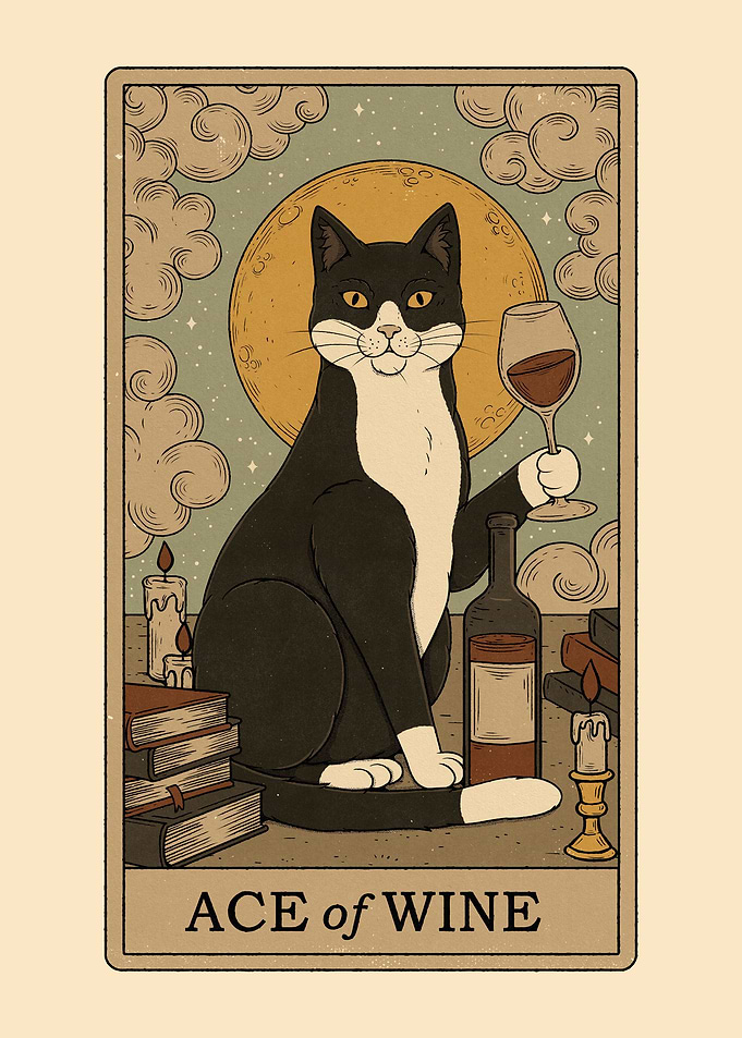 Ace of Wine Cats Tarot