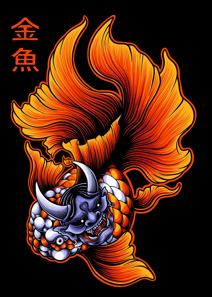 golden fish with mask