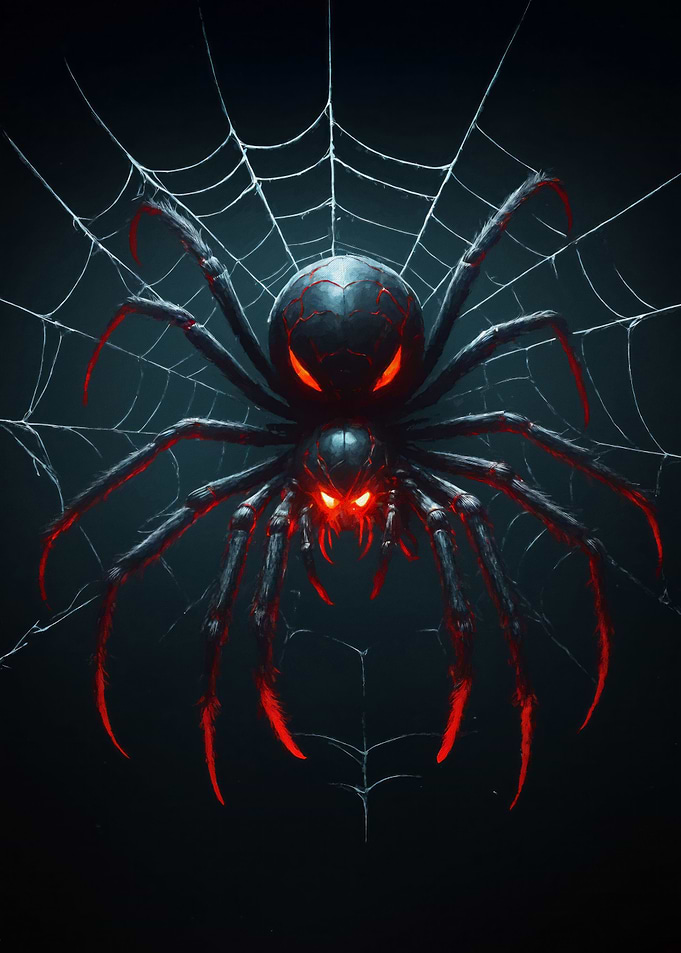 Red black scary spider