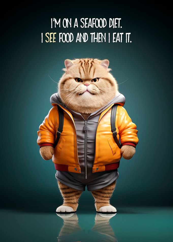 FUNNY CAT Seafood Diet