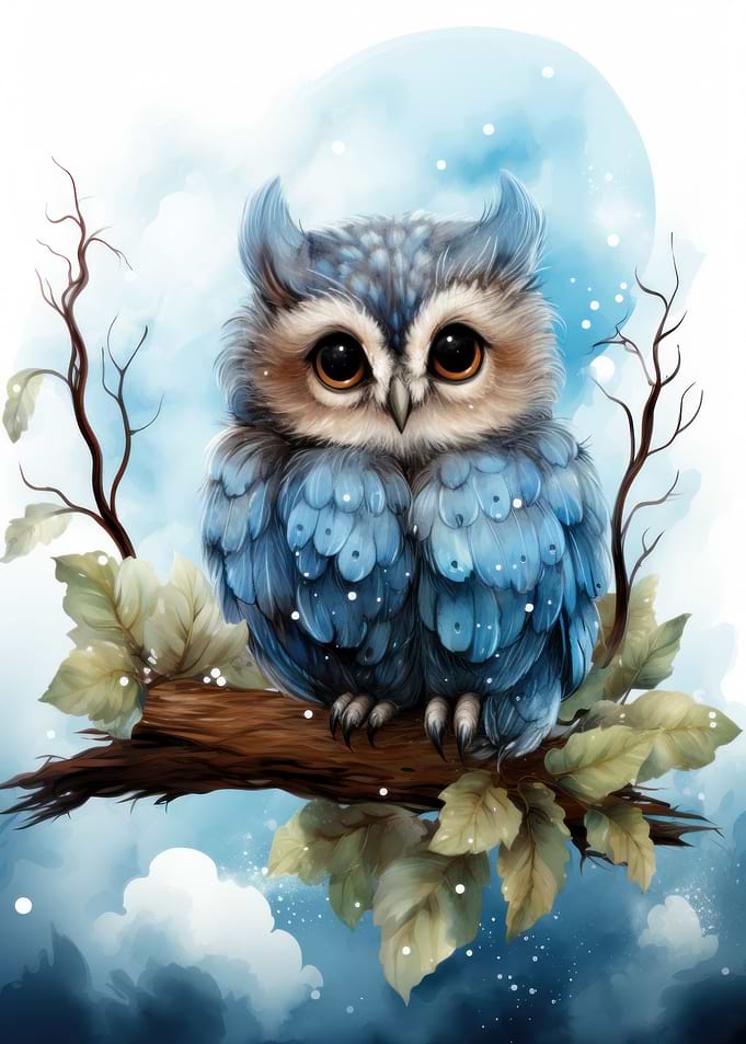 Baby owl on branch