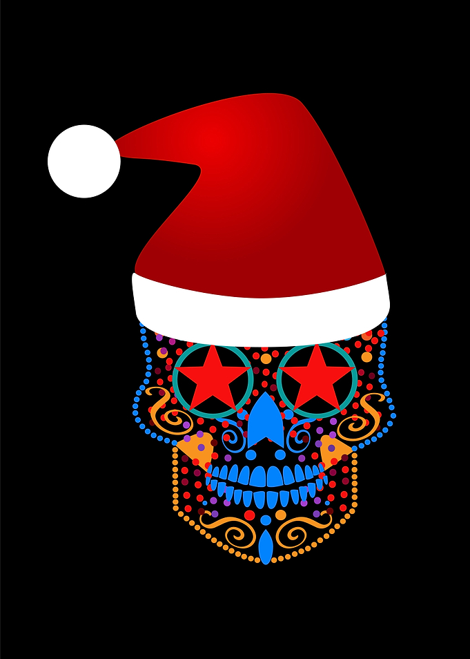 New Year skull icon with d