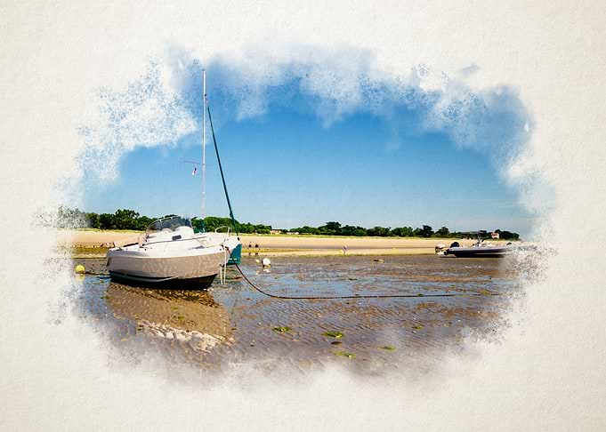 Watercolor of boats laying